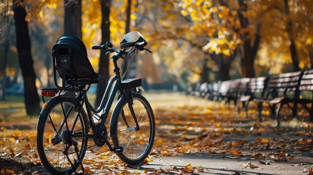 Kleinkind im Kindersitz auf einem Fahrrad, ab wann Kindersitz beim Fahrrad sicher für Kinder ist