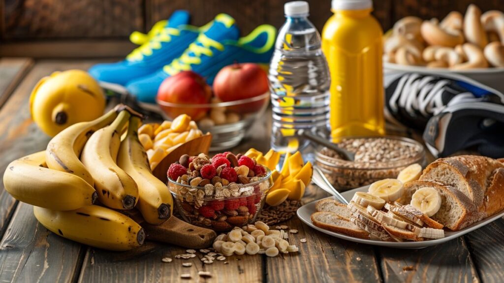 Gesundes Frühstück mit Haferflocken und Obst, ideal als Mahlzeit, was man vor dem Sport essen sollte