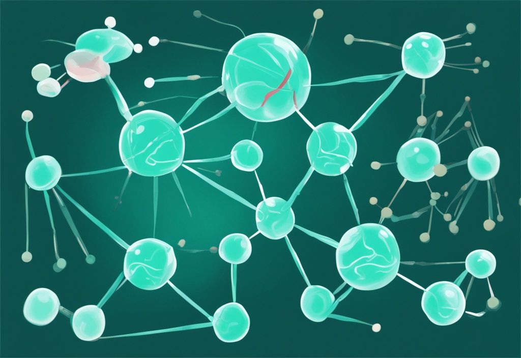 Digitale Illustration von Aminosäuren und Histamin in Türkis, Zusammenhang mit Histaminintoleranz