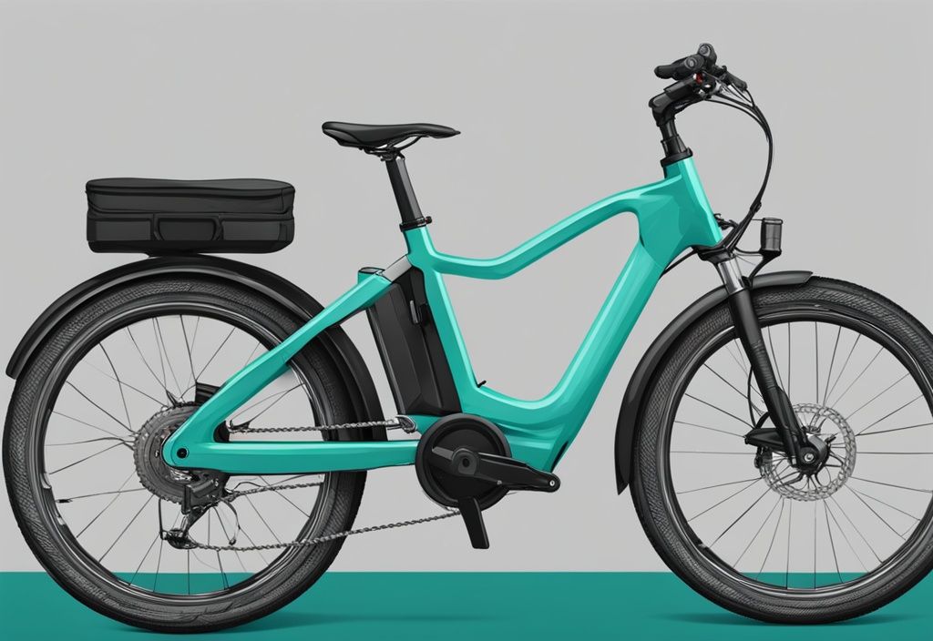 Vergleich von E-Bike und Pedelec: Digitale Illustration in modernen Teal-Farbtönen, die die Unterschiede und besonderen Merkmale der beiden Fahrradtypen hervorhebt.